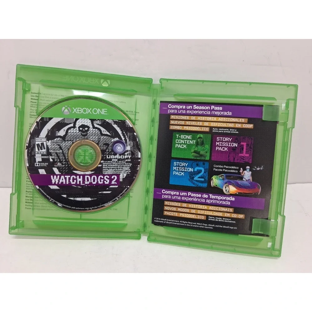 Watch Dogs 2 Xbox One Microsoft Ubisoft Action Adventure  Game Disc